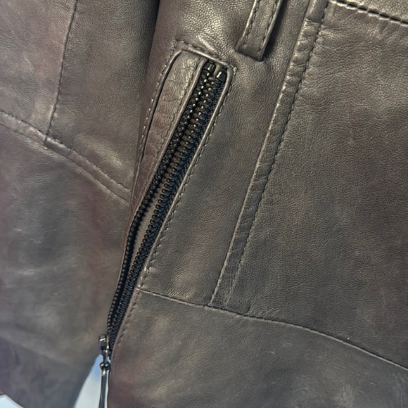 Marc New York soft gray  Leather Jacket with Fitted Moto Design - Picture 5 of 14